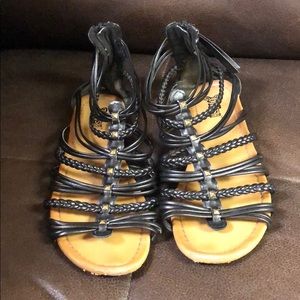 Black Sandals & rose gold leather sandals